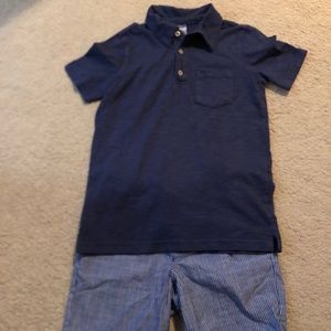 Navy Polo Shirt with Stripe Shorts